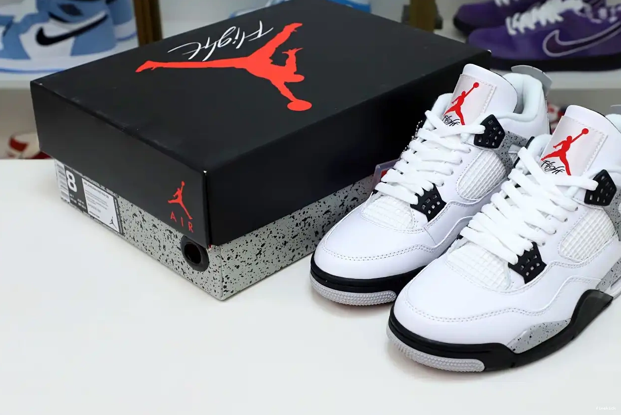 Retro White Jordan 4 Cement Air 0423